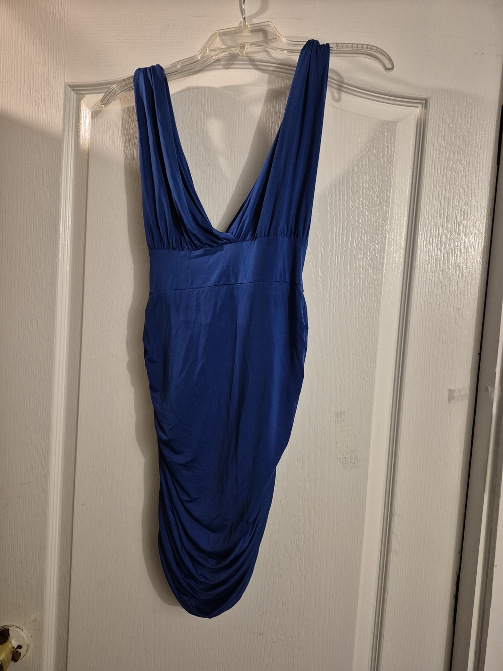 Body Central Cobalt Blue Plunging V Draped Mini Dress